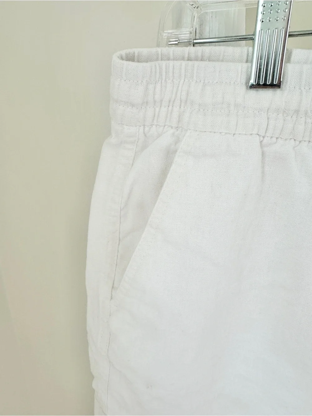 Old Navy White Drawstring Linen Blend 4” Shorts Size Large